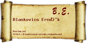 Blaskovics Ernák névjegykártya